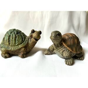 Set of 2 Small Resin Turtles Indoor/Outdoor Household Decorations